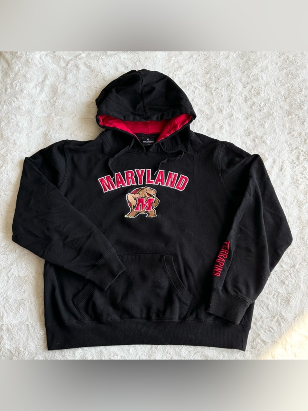 University of Maryland Hoodie Sweatshirt Womens XL Terps Spell Out Terrapins